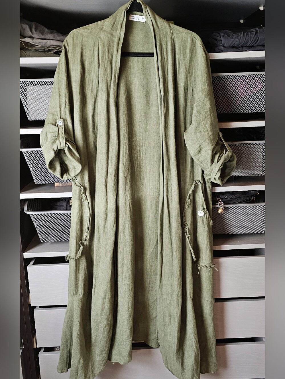 Flowy Linen Lagenlook Cardigan Duster - Picture 5 of 11